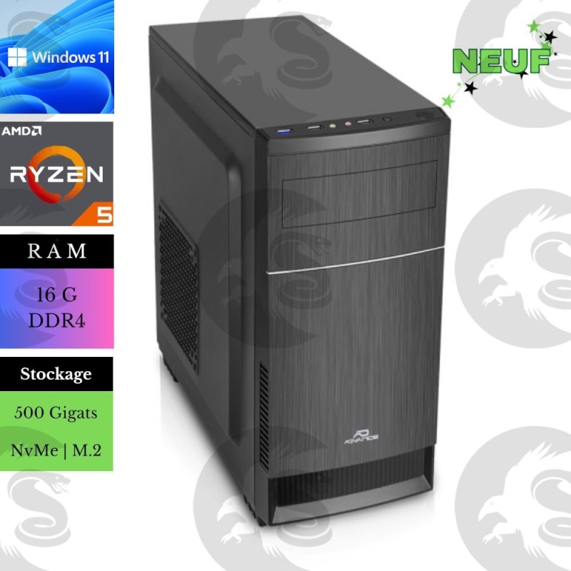 Ordinateur de bureau |Ryzen 5 | 500Go M.2 NVMe | 16G