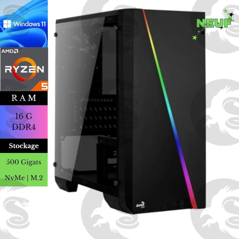 Ordinateur de bureau | Ryzen 5 | 500Go M.2 NVMe | 16G
