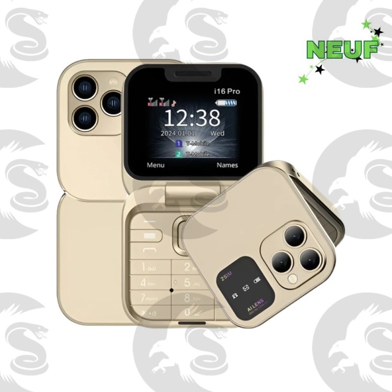 Mini Telephone Portable i16 Pro Beige