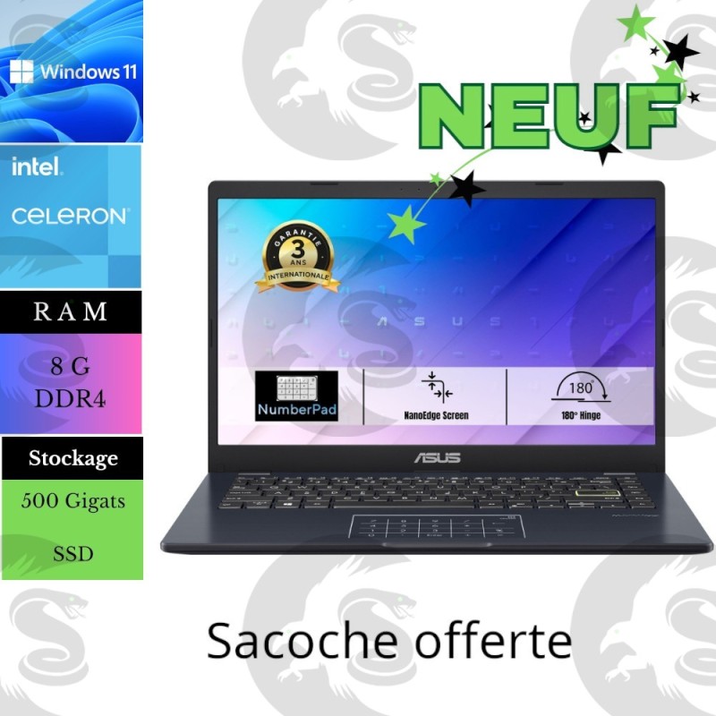 ASUS Vivobook 14 | Ecran 14p" | RAM 8G | SSD 500G | NEUF